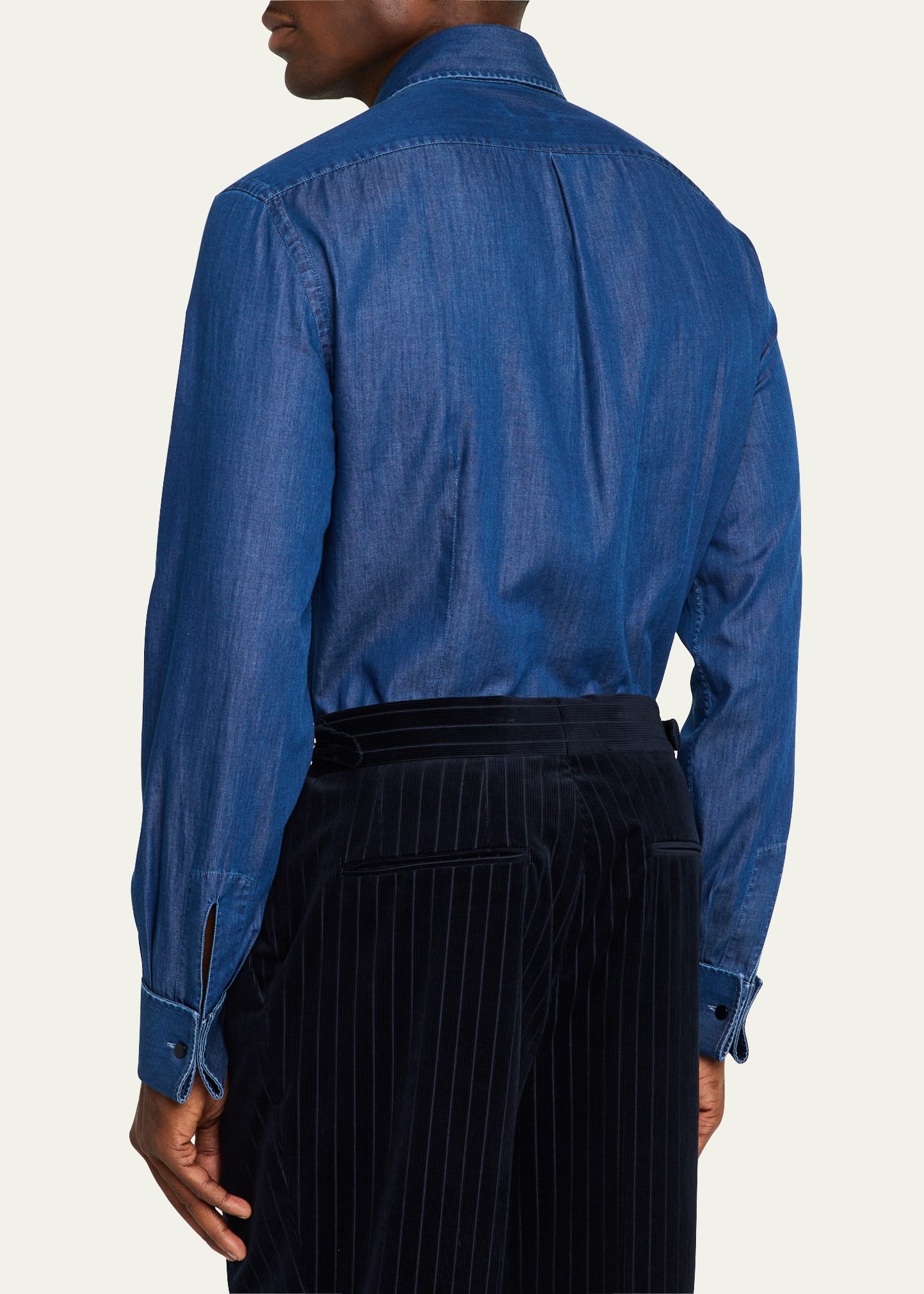 Men's Denim Tuxedo Shirt - 3