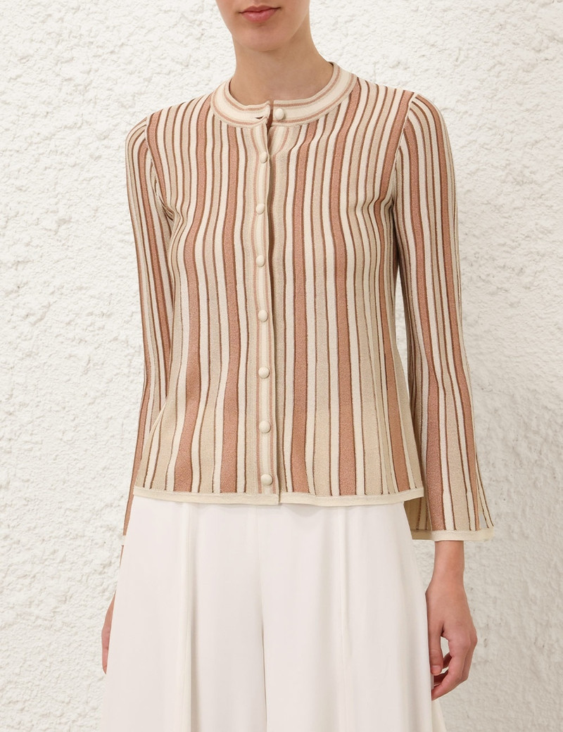 Zimmermann CRUSH METALLIC STRIPE CARDIGAN outlook