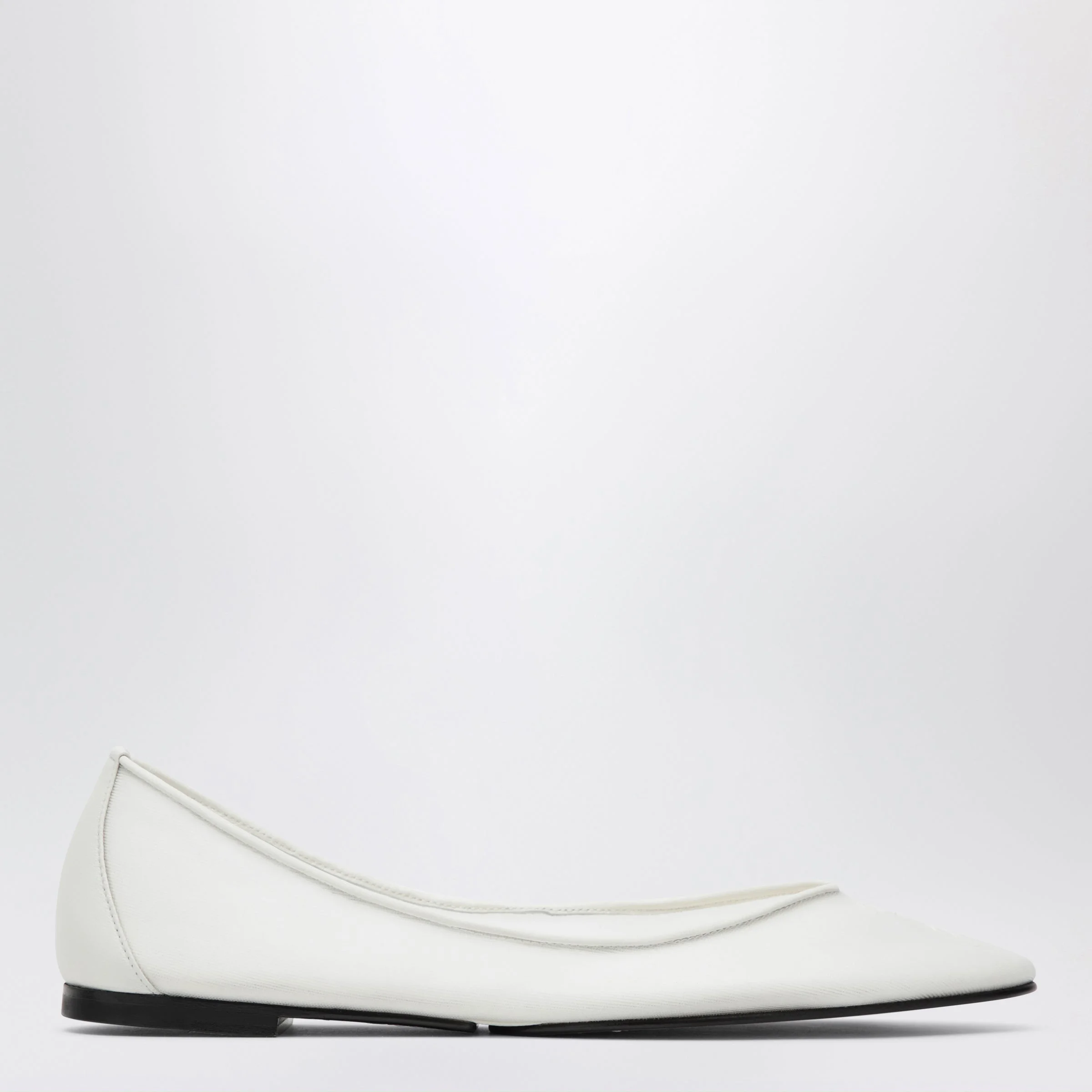 Jacquemus Pointed Ballerina Flats In White Calfskin Women - 1