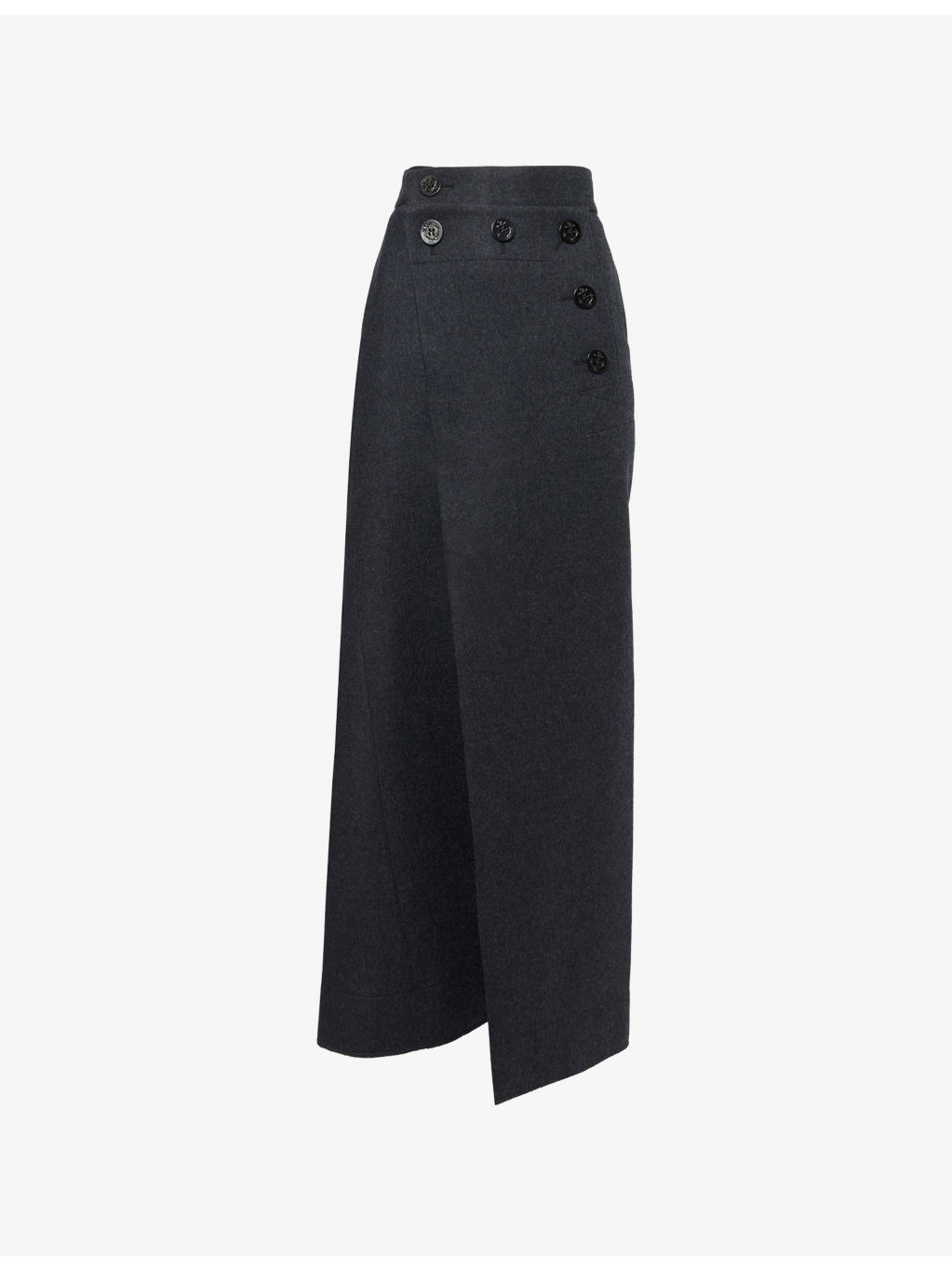 Melton Buttoned Wool Maxi Skirt - 1