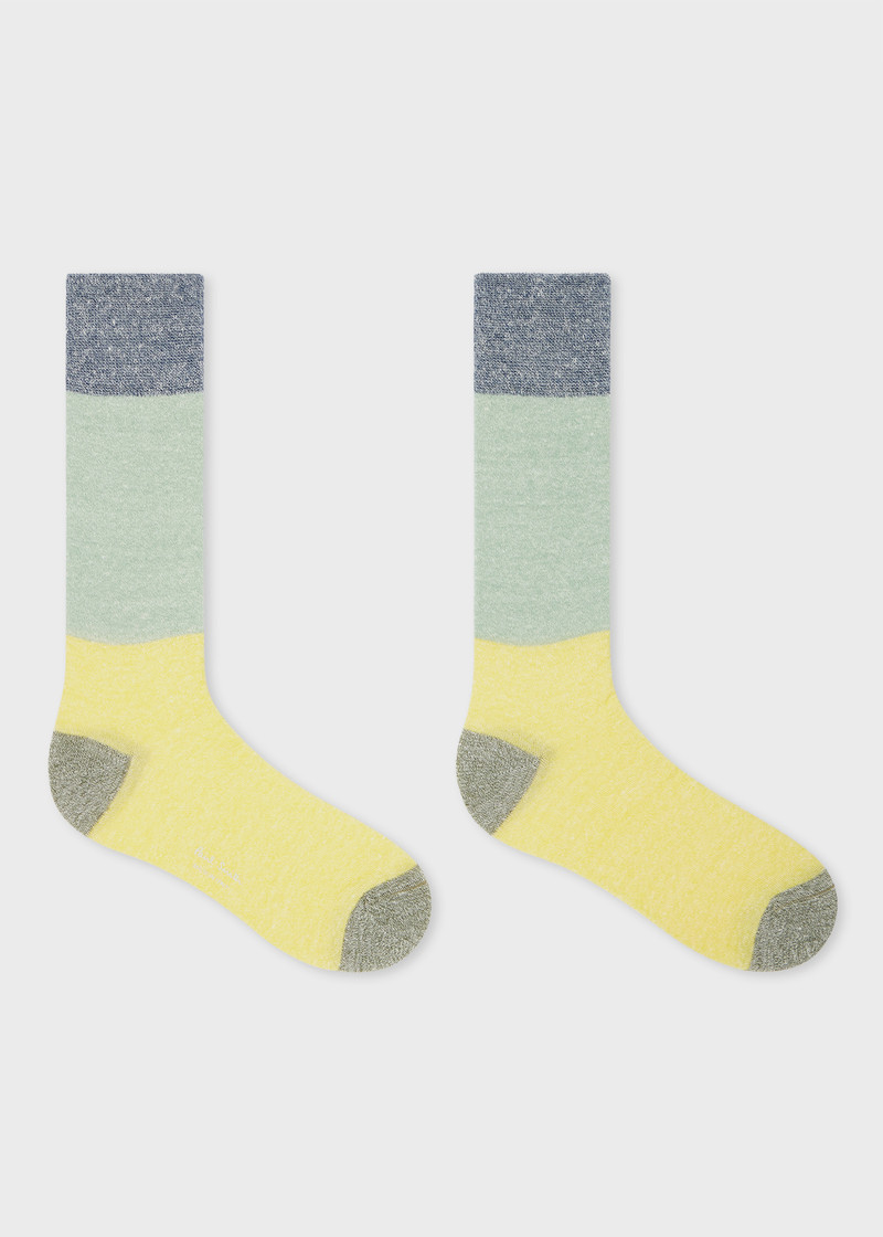 Paul Smith Blue, Green and Yellow Linen-Blend Socks outlook