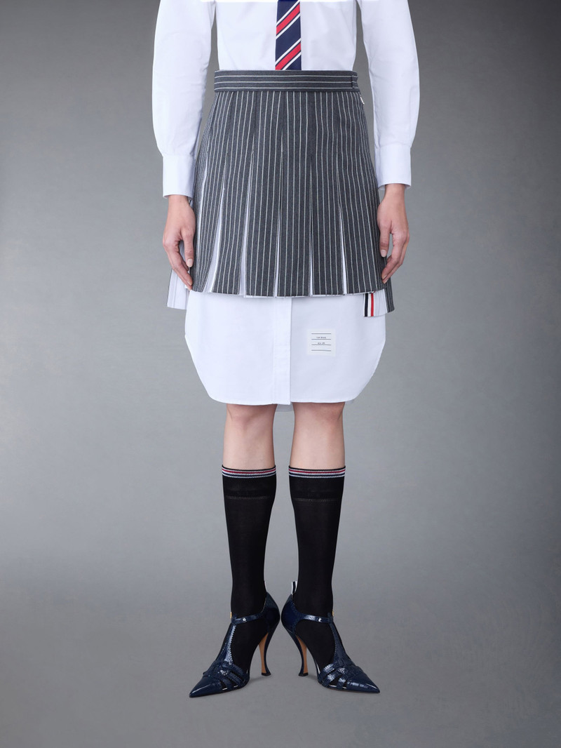 Pinstripe Suiting Pleated Mini Skirt - 1
