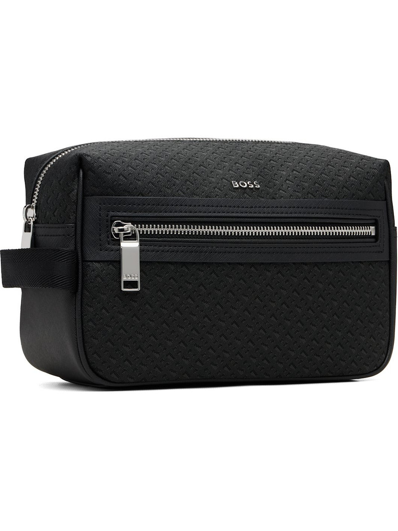 BOSS Black Bonded Leather Toiletry Bag outlook