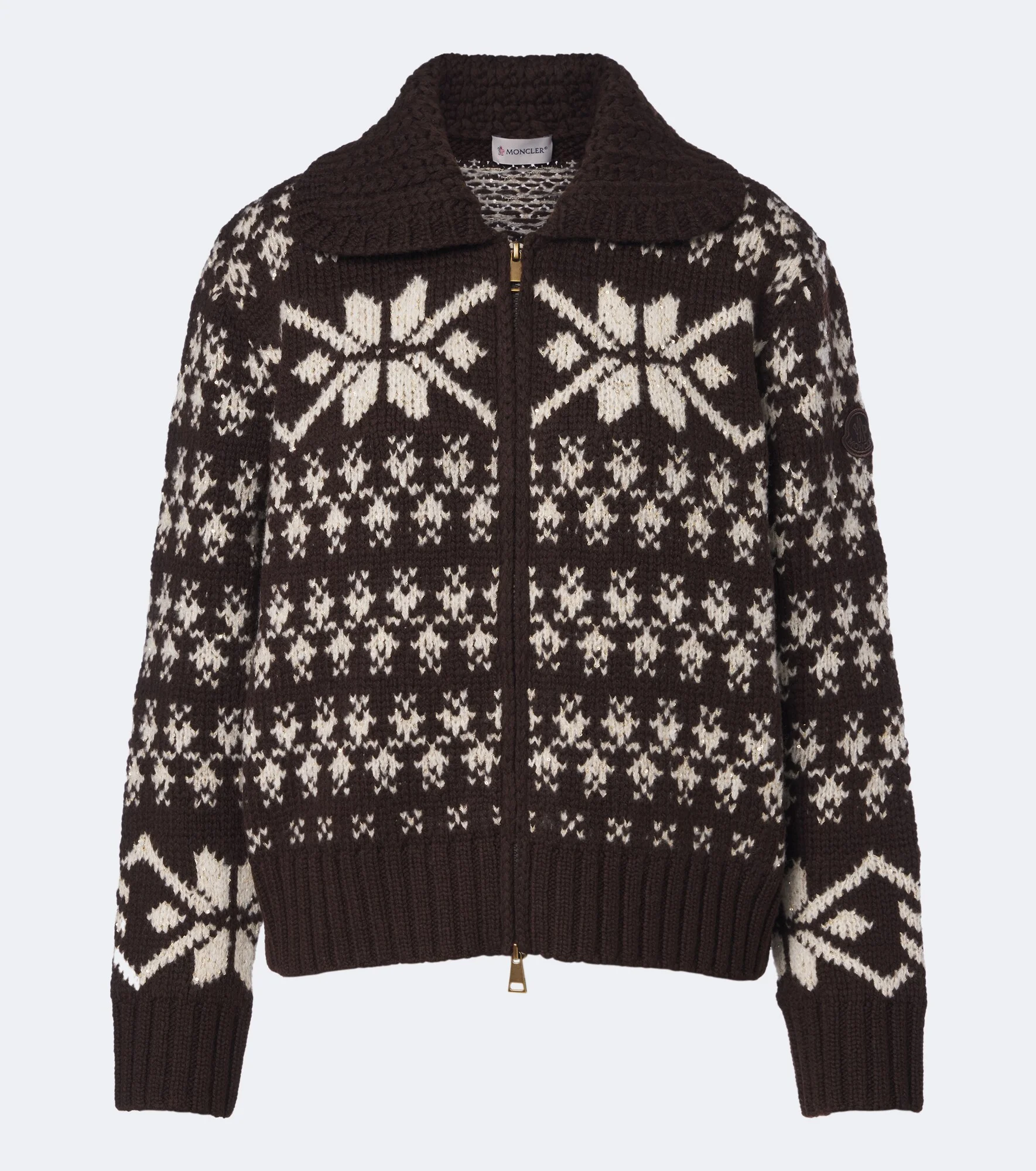 Fair Isle sequined wool-blend zip-up cardigan - 1
