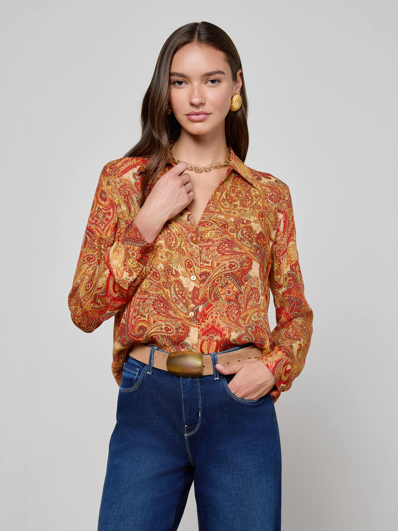 L'AGENCE Nina Silk Blouse outlook