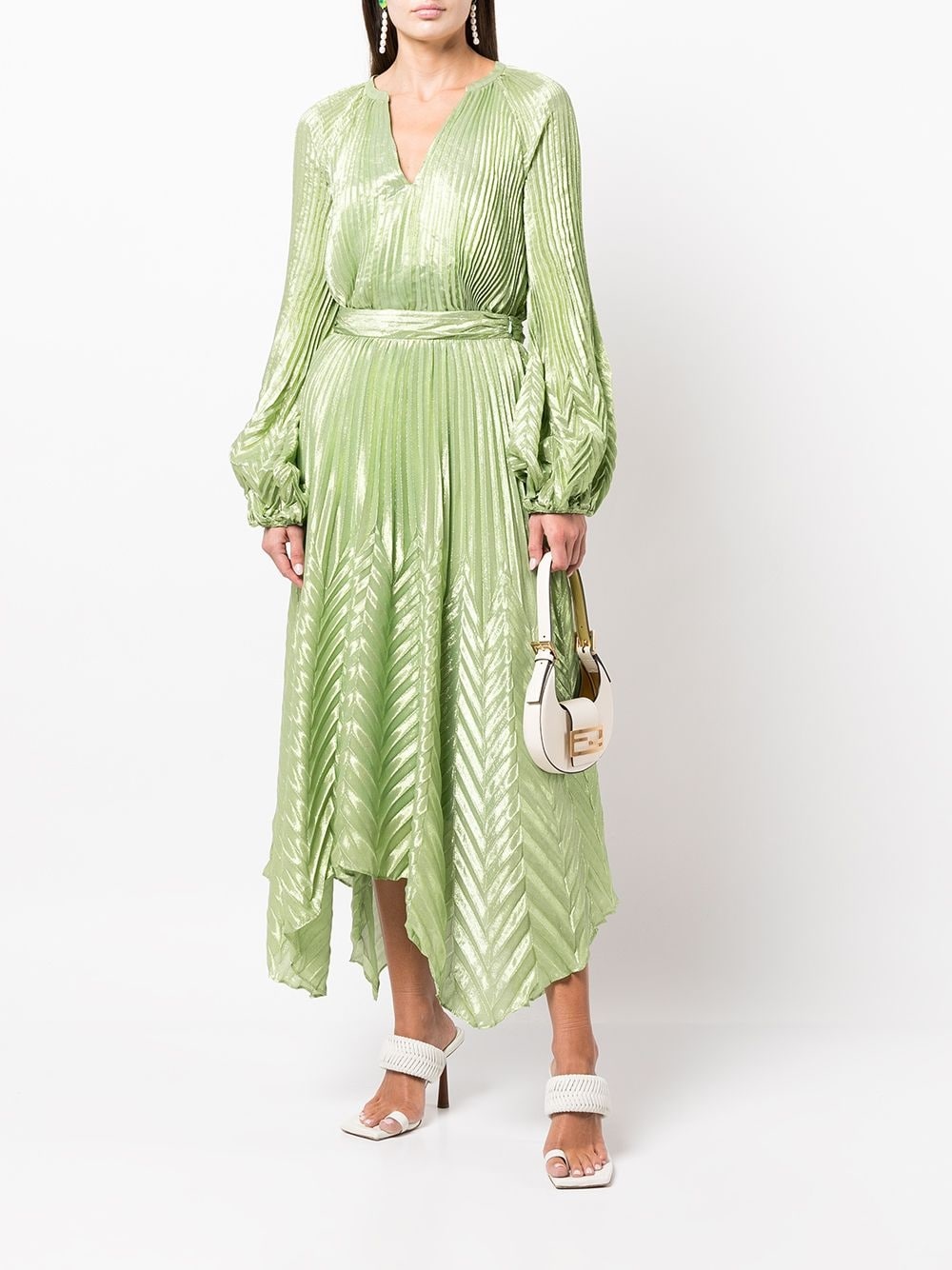 metallic-thread pleated skirt - 2