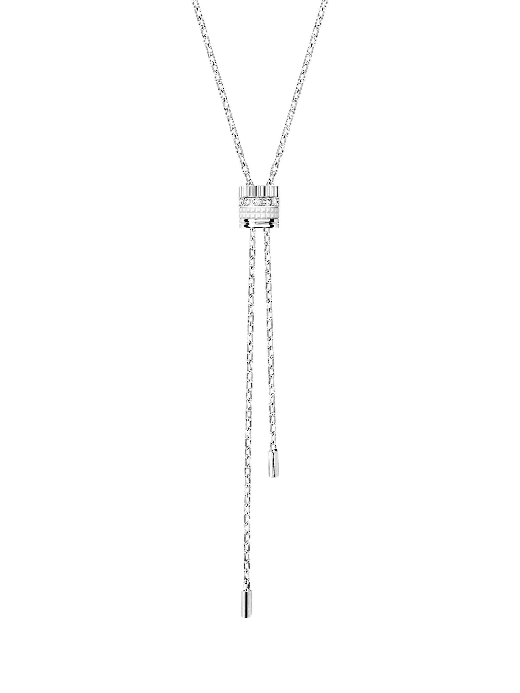 Women's Quatre White Edition 18K White Gold, 0.18 TCW Diamond & HyCeram Bolo Necklace - White Gold - 1