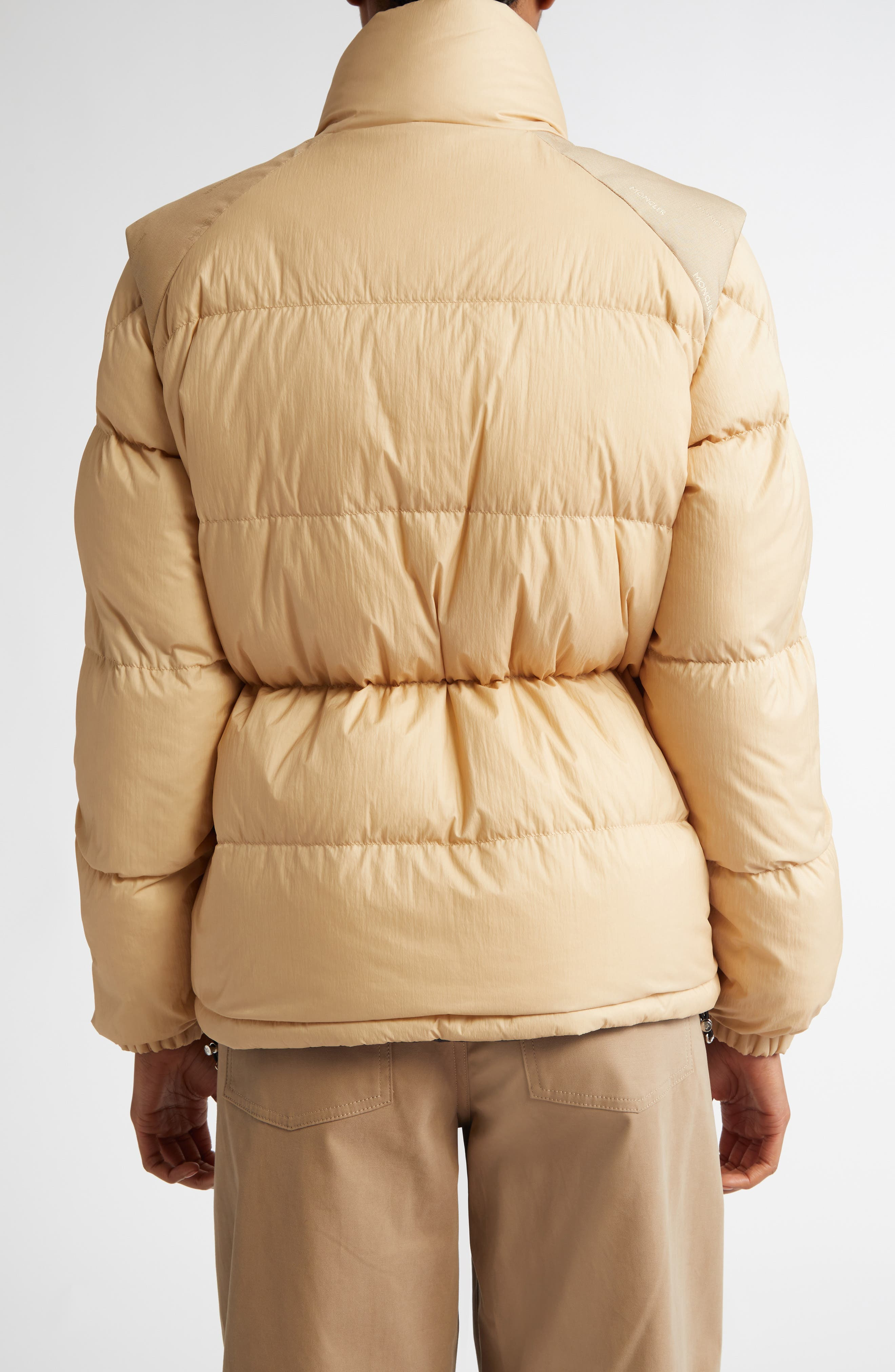 Moncler Verone Convertible Down Puffer Jacket in Khaki at Nordstrom - 3