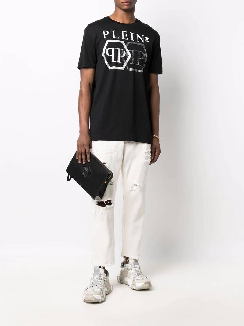 PHILIPP PLEIN hexagon crystal logo T-shirt outlook