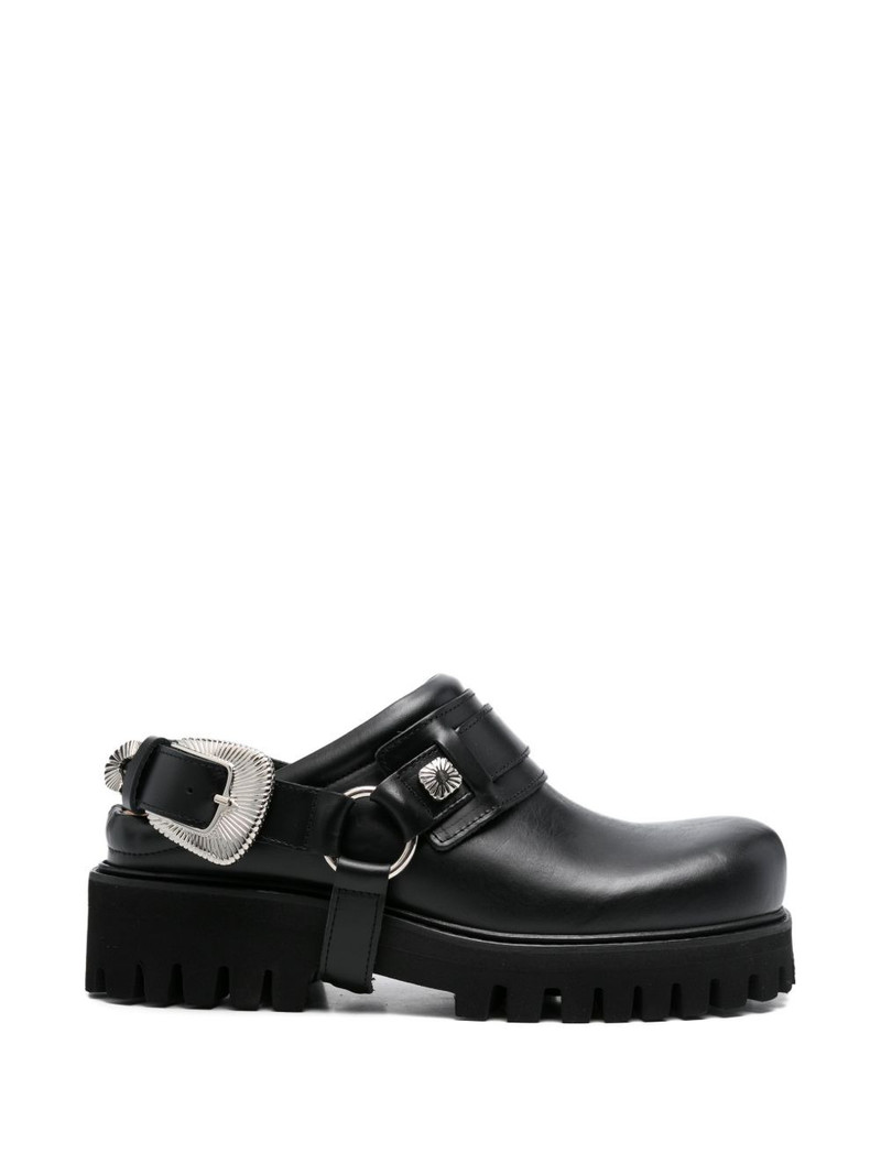 buckle leather mules 1