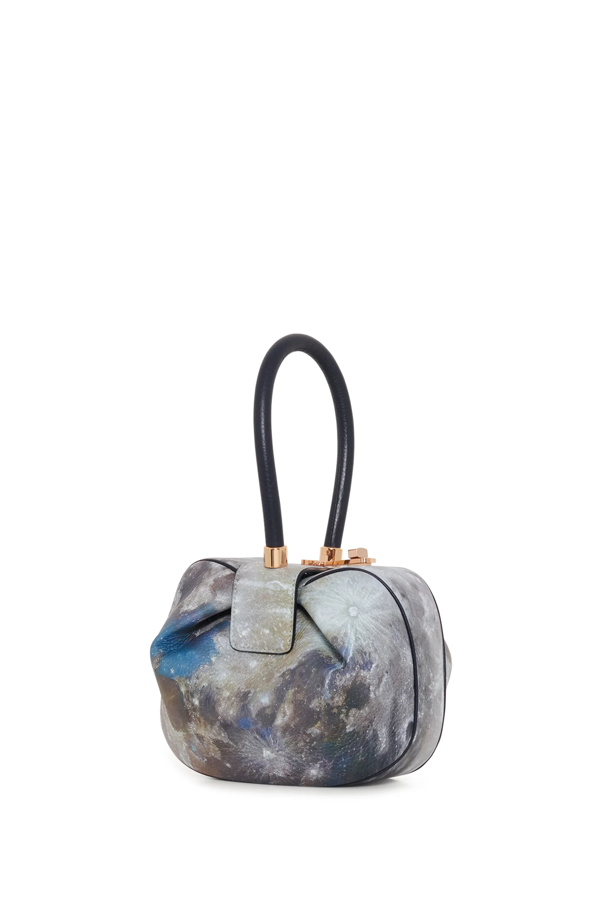 Demi Moon Bag in Painted Dark Navy Textured Leather - 1