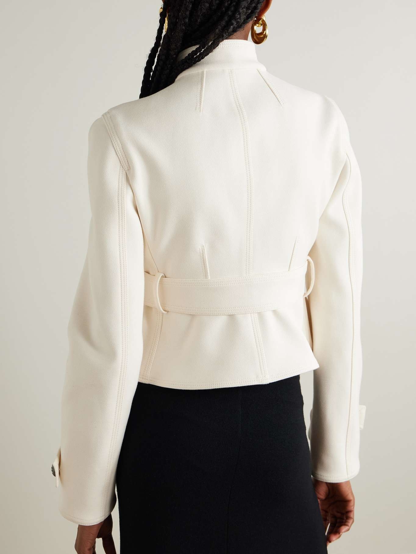 Embellished belted canvas jacket Off-white - 4