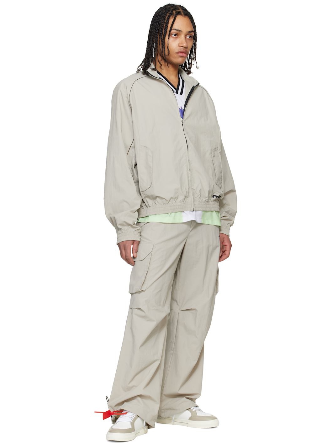 Gray Off Split Track Jacket - 4