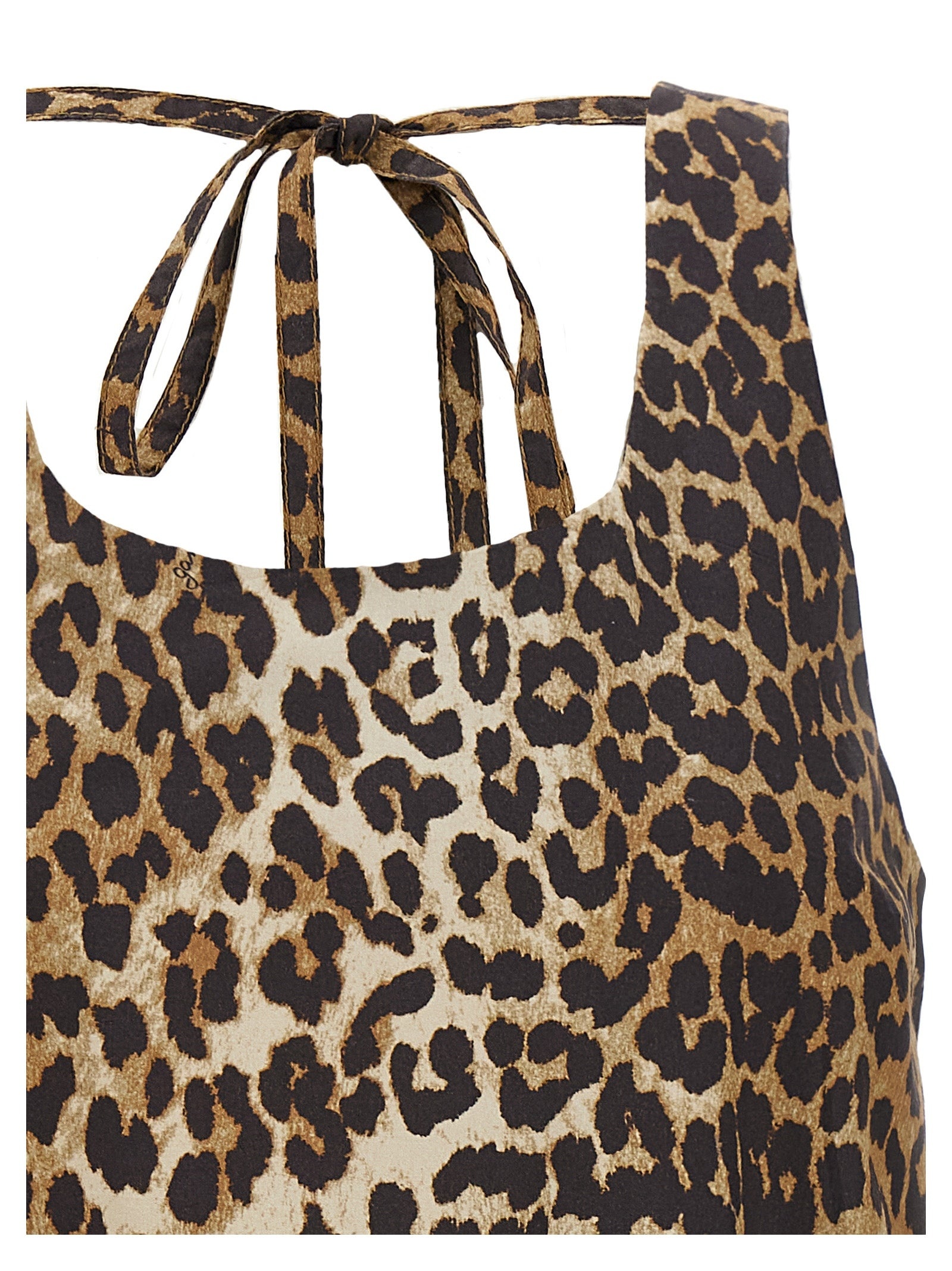 Leopard Cotton Poplin Mini Dresses Brown - 3