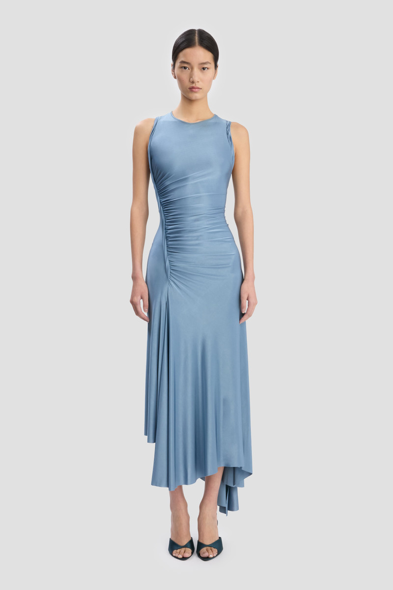 Victoria Beckham Twist Dress In Stone outlook
