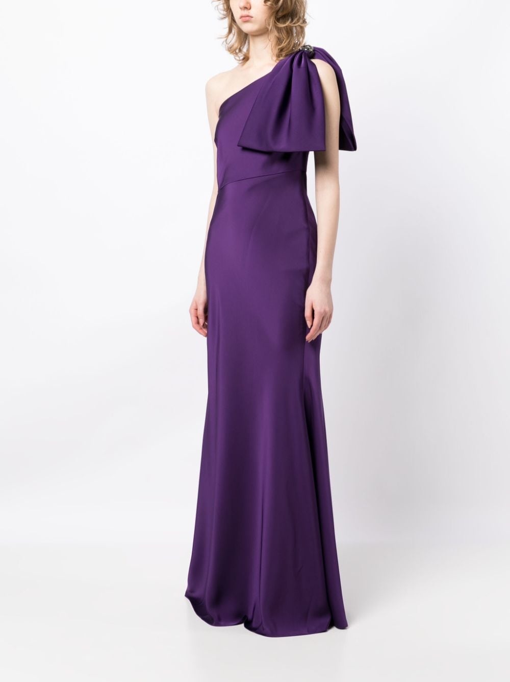 Aubrey satin-finish bow gown - 3