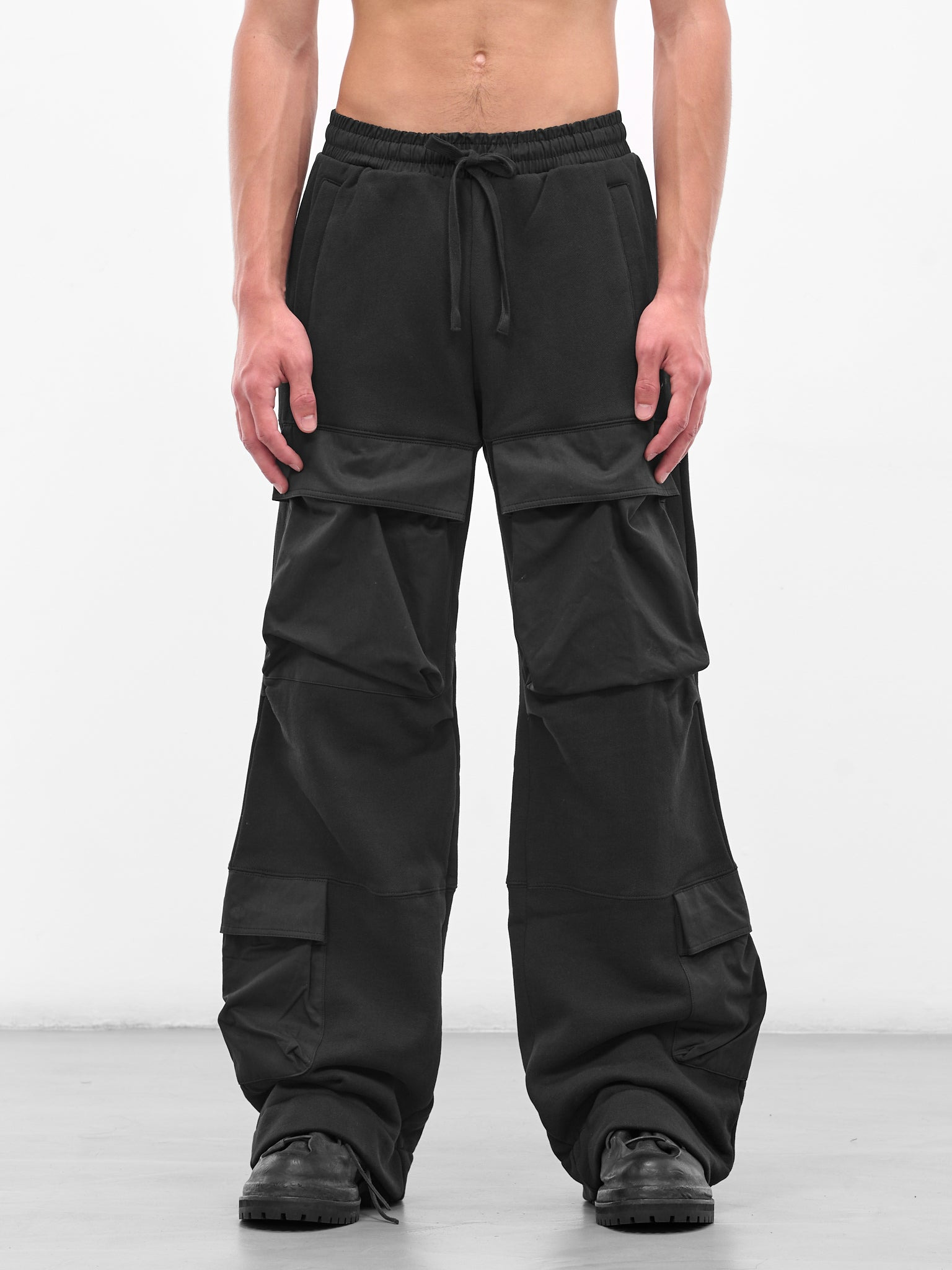 Black Wide Leg Utility Sweatpants - 1
