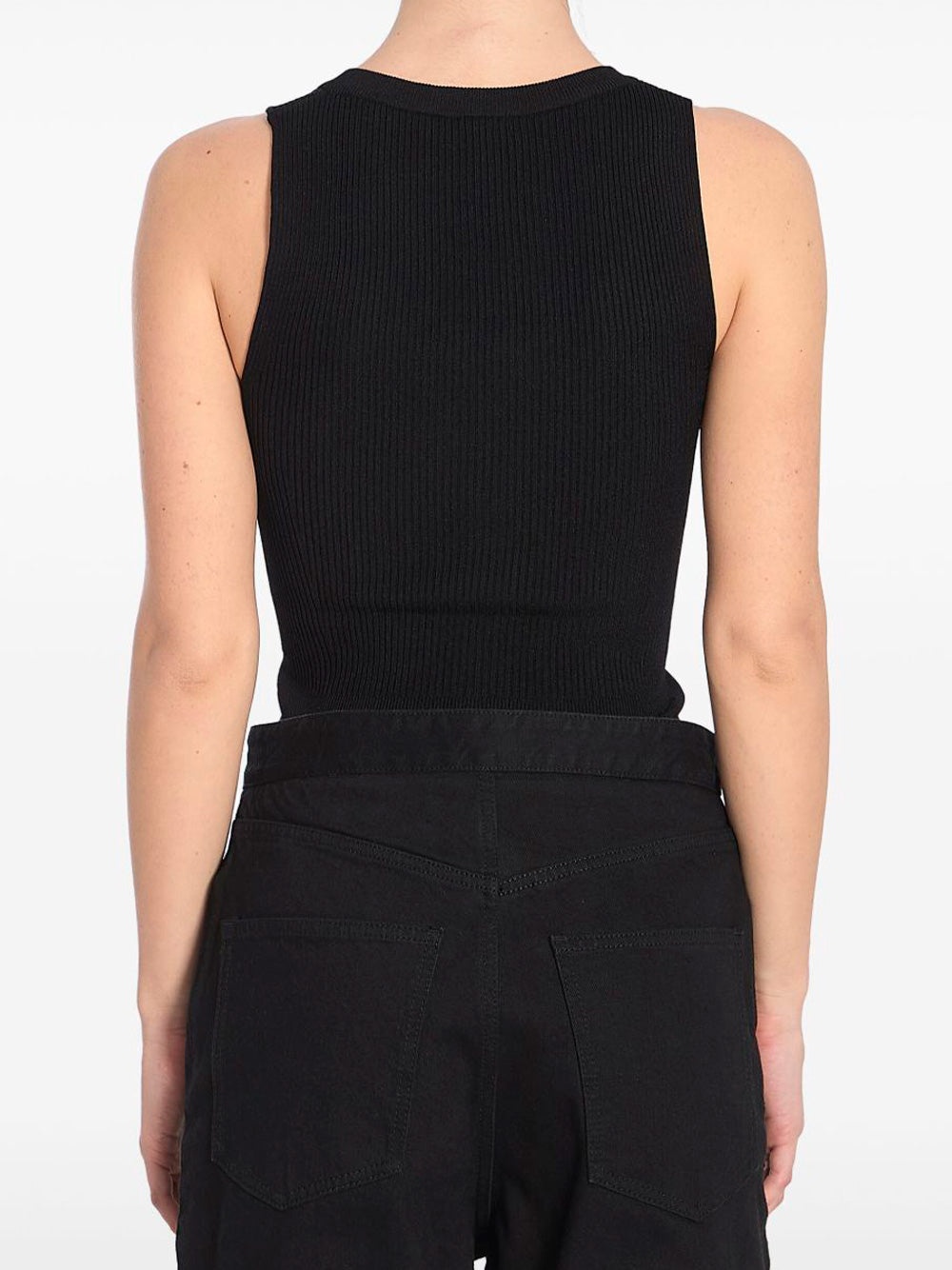 Sleeveless Ribbed Knit Bodysuit - 3