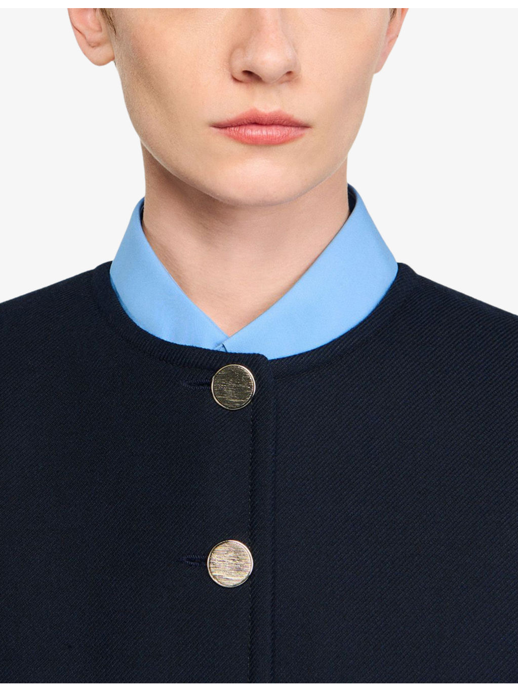 Round-Neck Side-Pocket Woven Jacket - 5