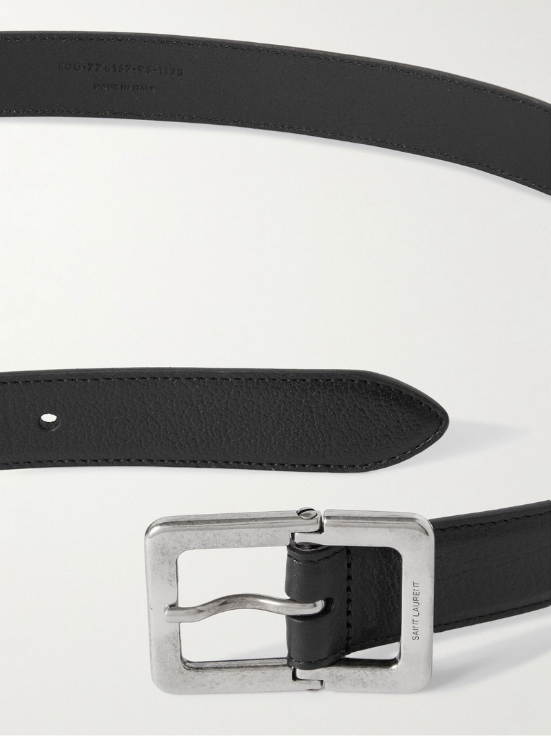 SAINT LAURENT 3cm Full-Grain Leather Belt Black outlook