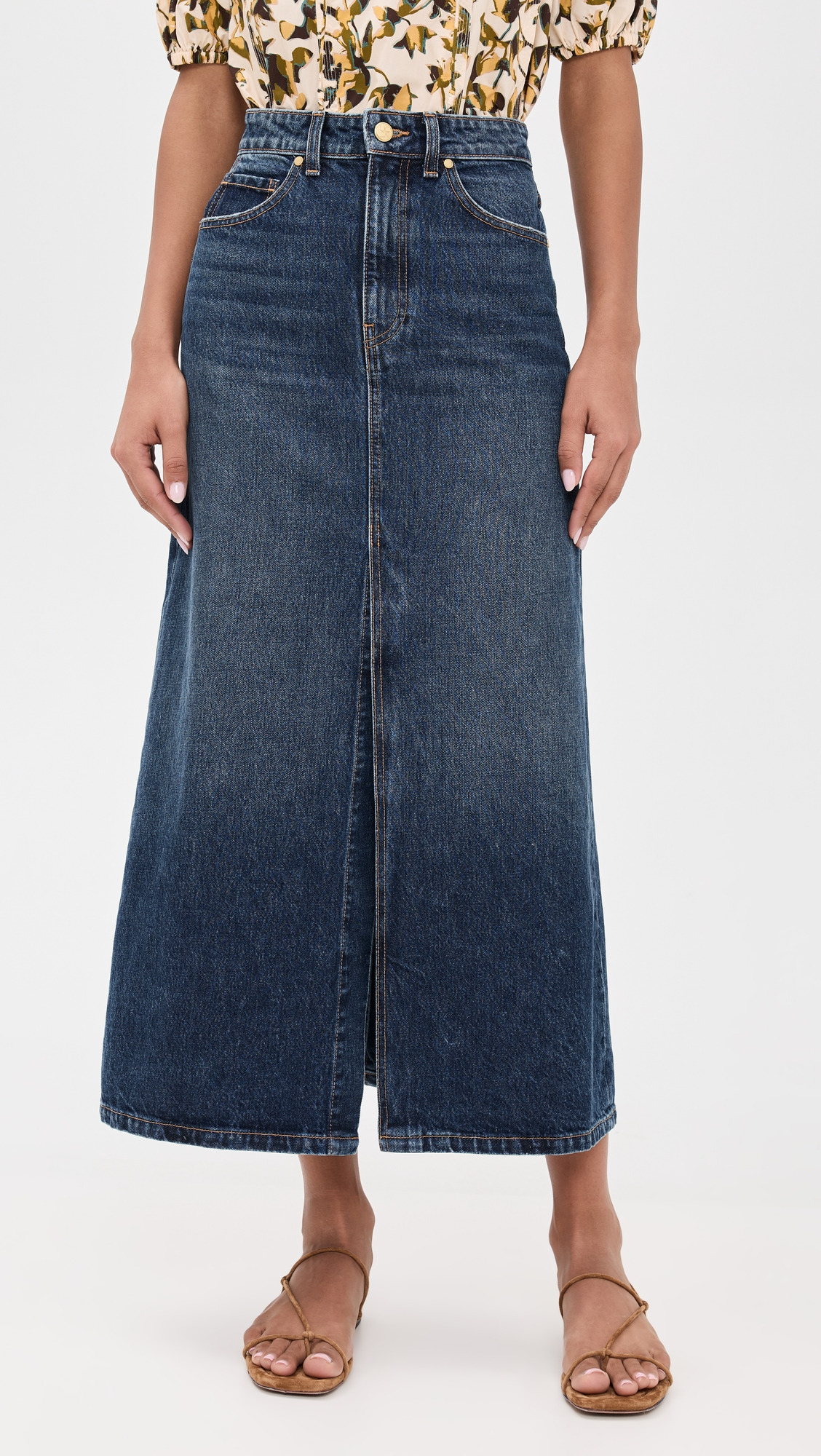 The Anais Denim Mid Rise Maxi Skirt - 6