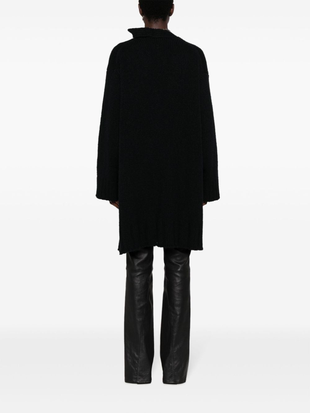 asymmetric V-neck cardi-coat - 4