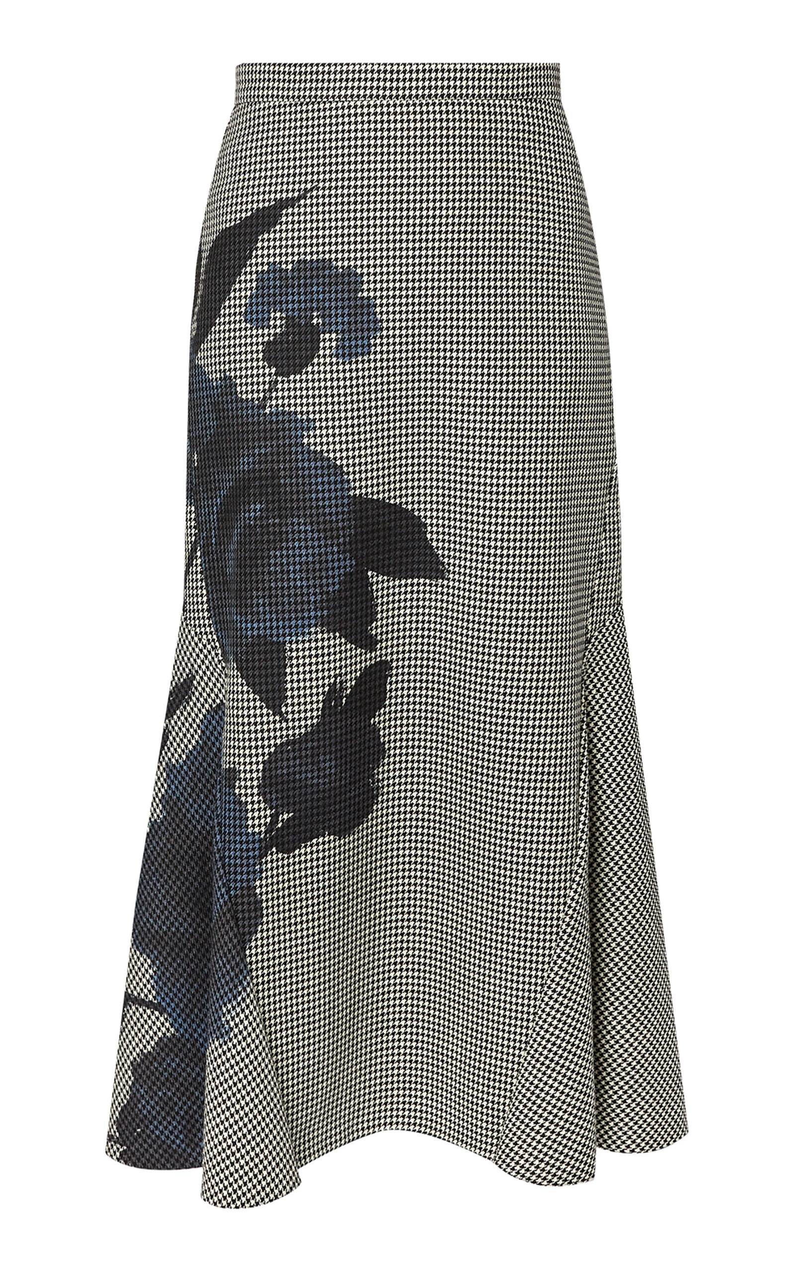 Wool Houndstooth Floral-Printed Maxi Skirt blue - 1