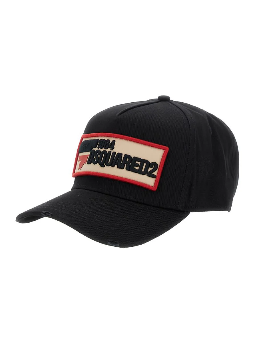 DSQUARED2 Black Baseball Cap With Maxi Print On The Front And Logo Lettering On The Rear In Cotton M - 1