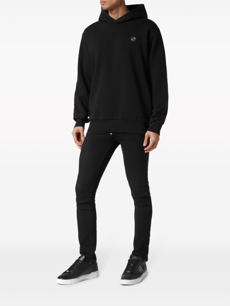 PHILIPP PLEIN logo-appliquÃ© cotton hoodie outlook