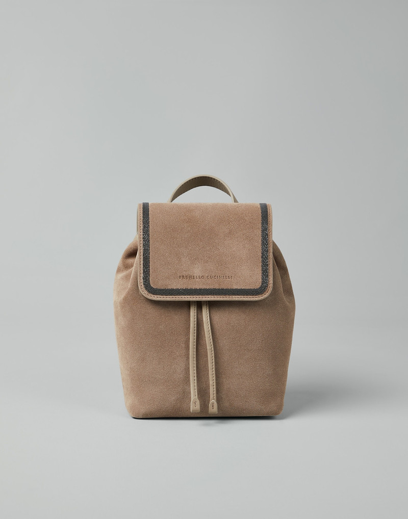 Suede backpack with precious contour 1