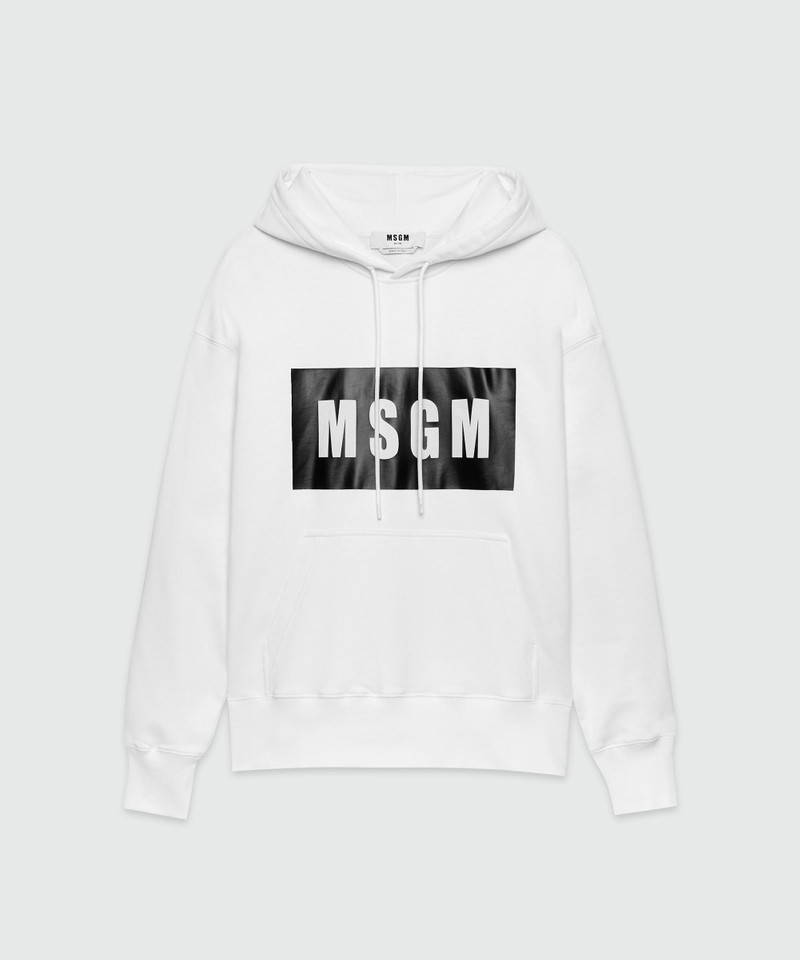 White cotton sweatshirt with graphic box logo - 1