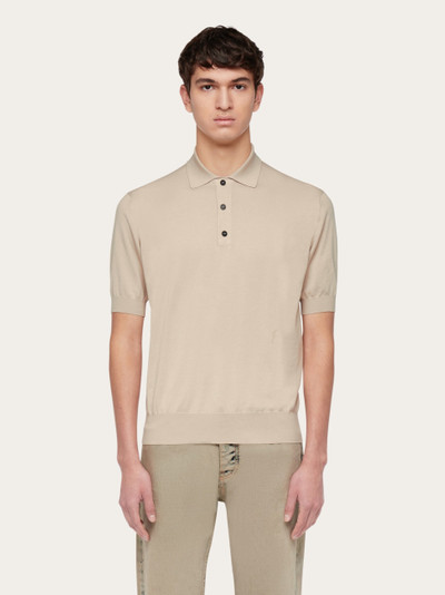 FERRAGAMO Short sleeved silk blend polo shirt outlook