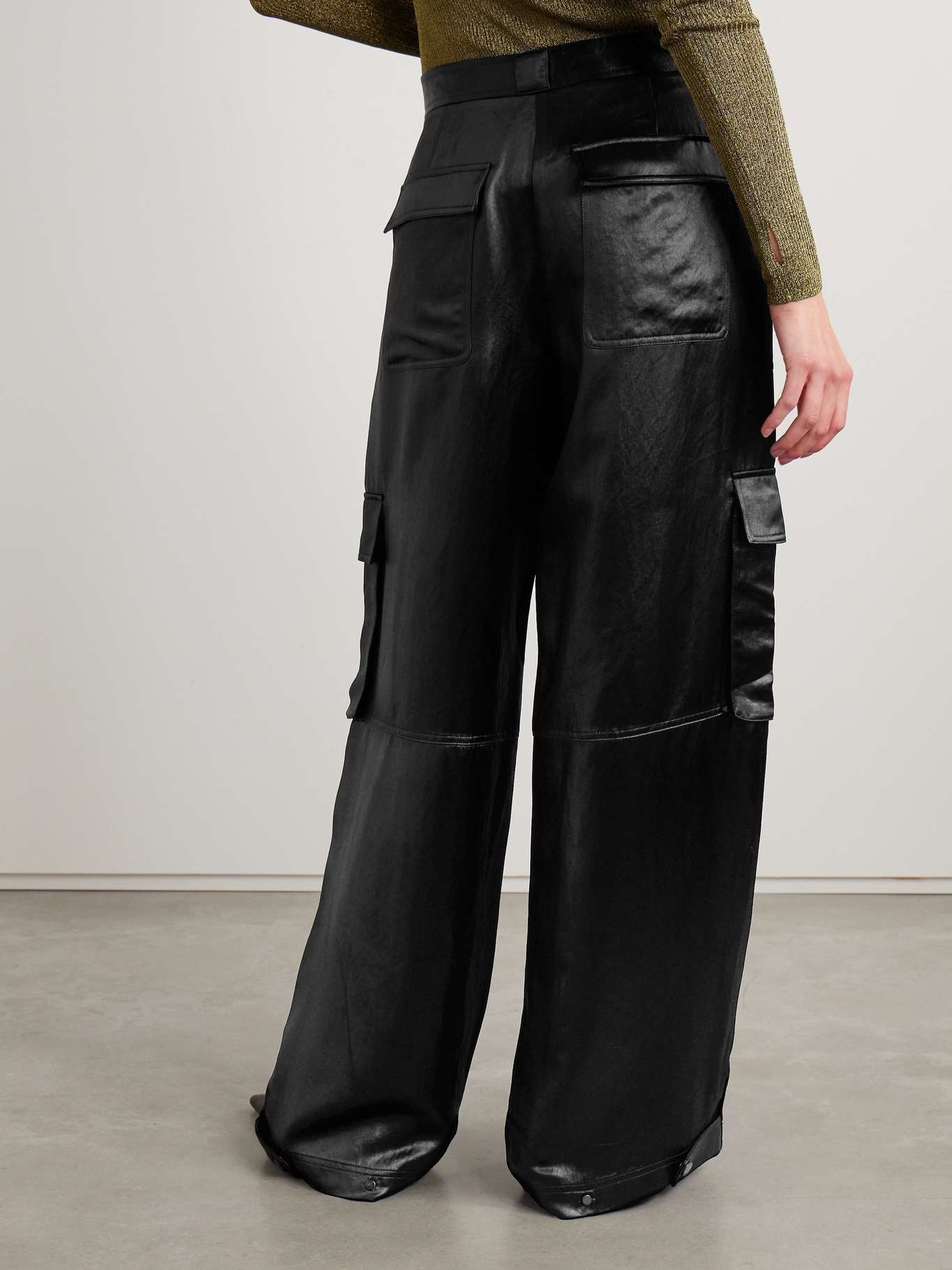 Beatriz satin-twill wide-leg cargo pants - 4