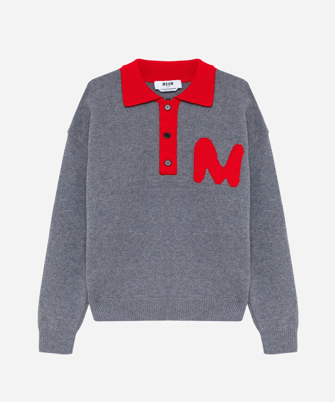 Cashmere wool blend polo with color-block collar - 1