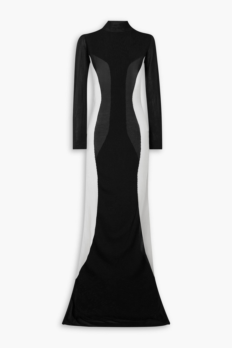 Silhouette stretch-knit and mesh maxi dress 1