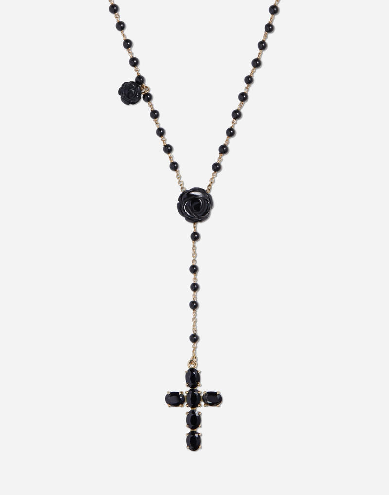 Dolce & Gabbana Yellow gold Devotion rosary necklace with black oval sapphires outlook