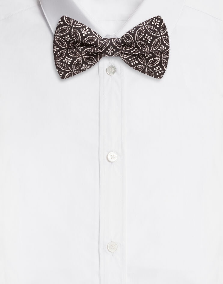 Silk bow tie with tie print - 1