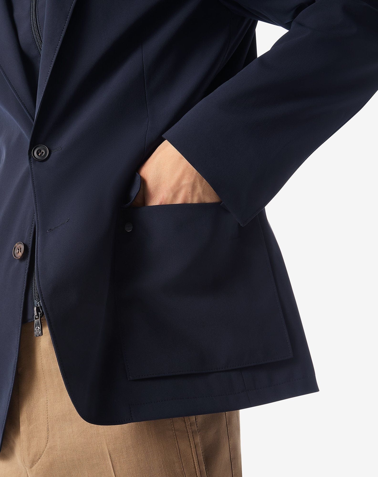 Dark blue technical wool fabric jacket - 5