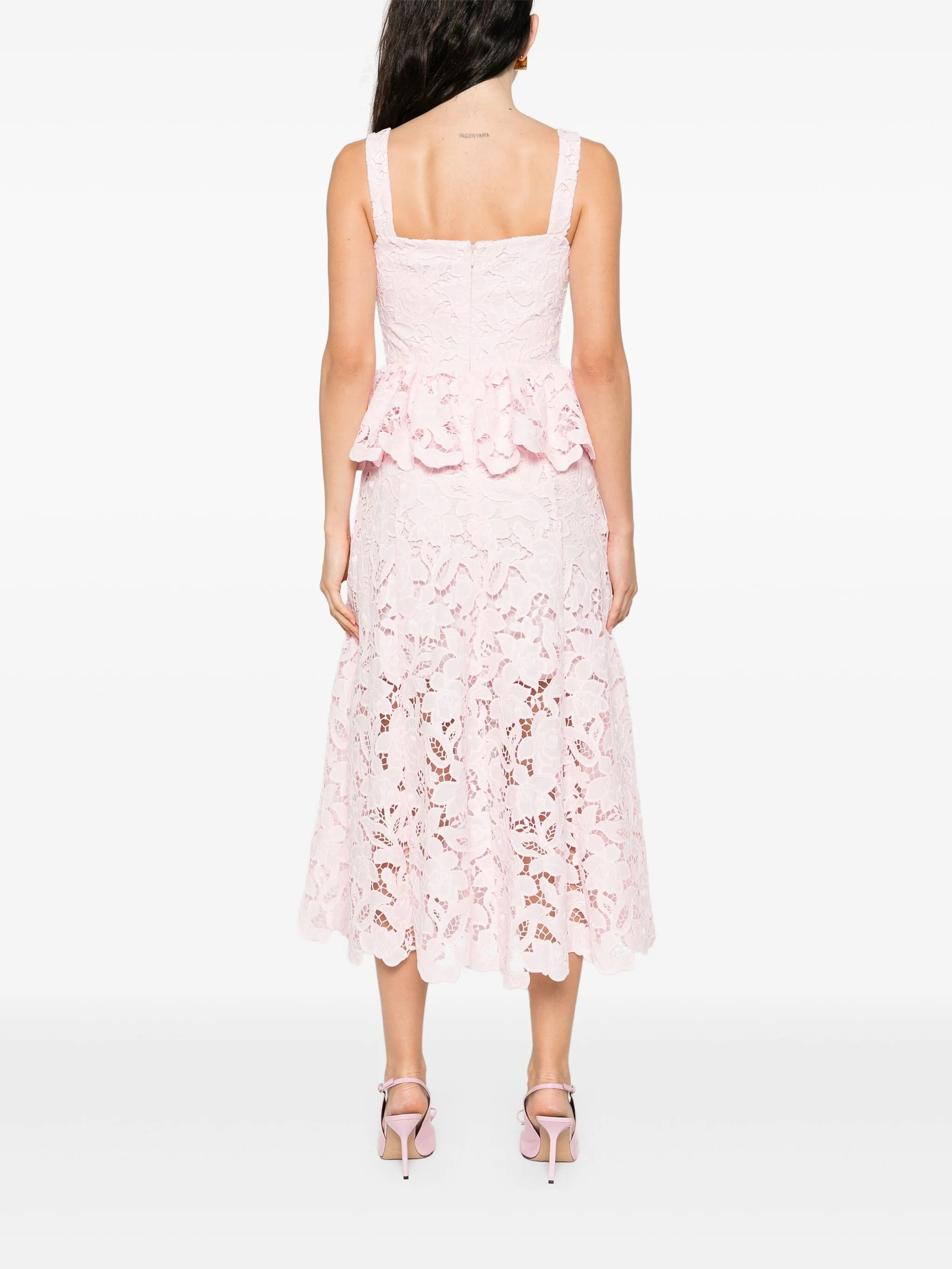 floral-lace midi dress - 4
