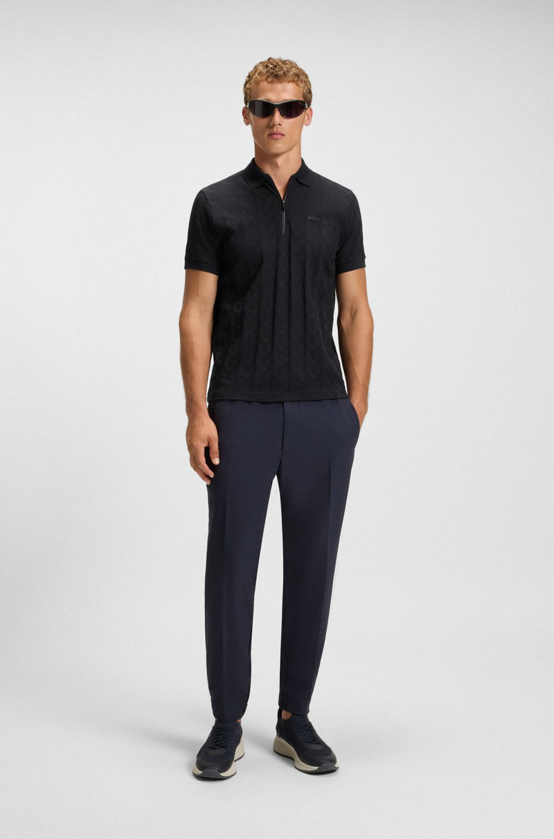 BOSS MERCERISED-COTTON POLO SHIRT WITH JACQUARD PATTERN outlook