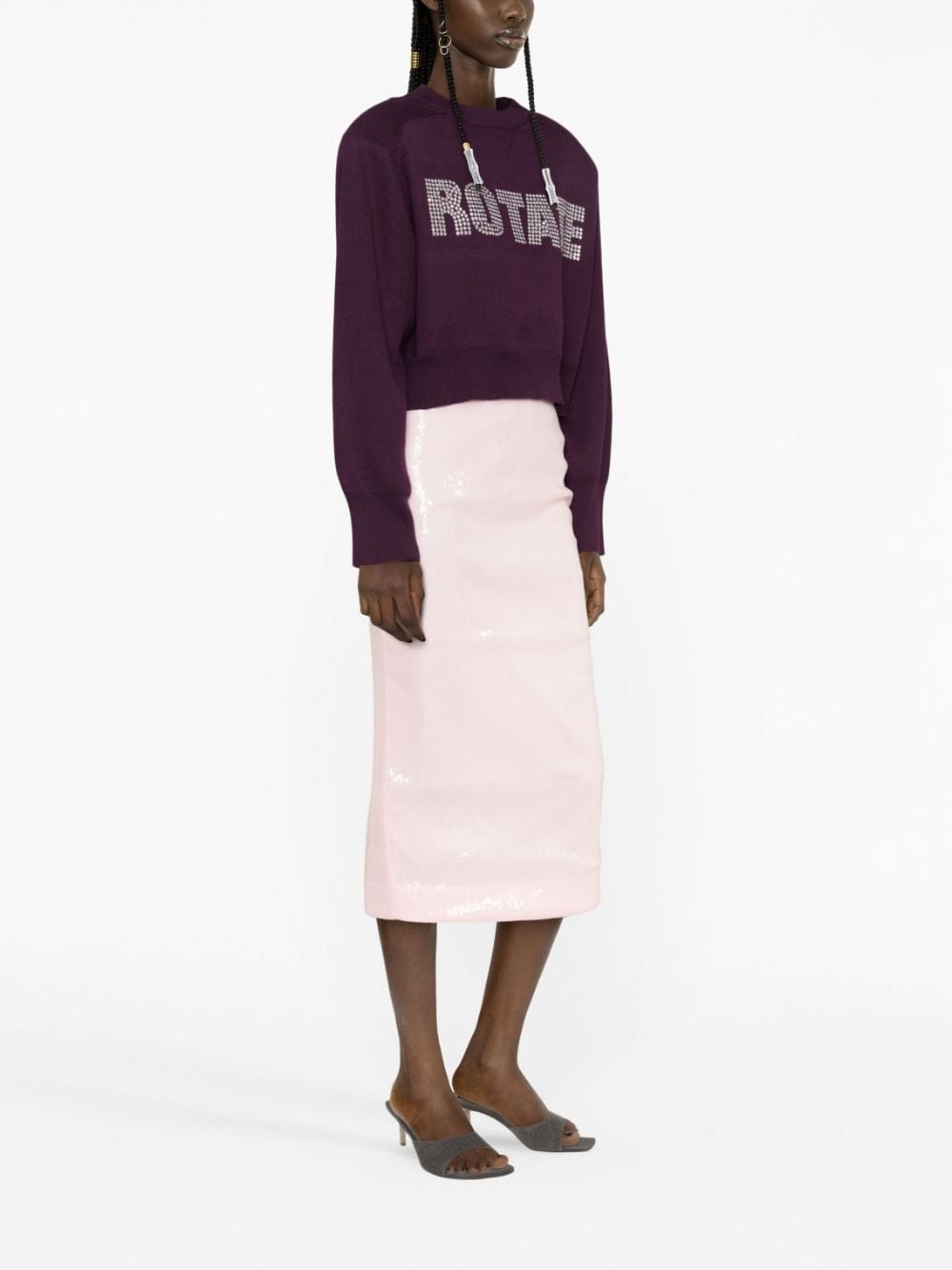 logo-embellished cropped sweatshirt - 4
