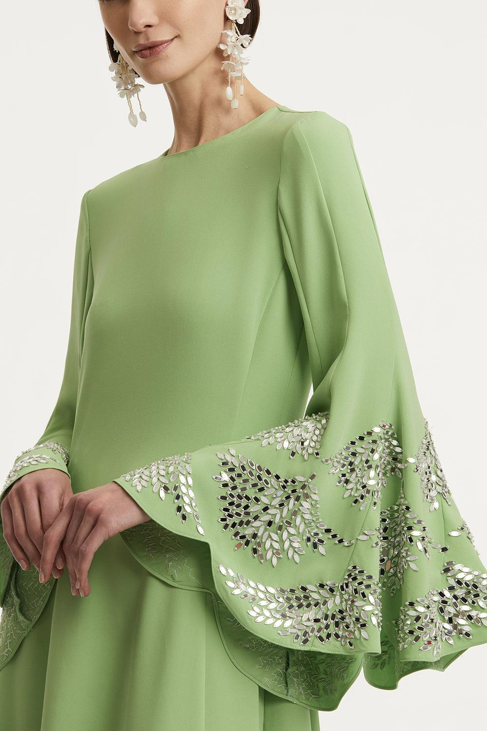 Long Sleeve Crystal Embroidered Caftan - 4