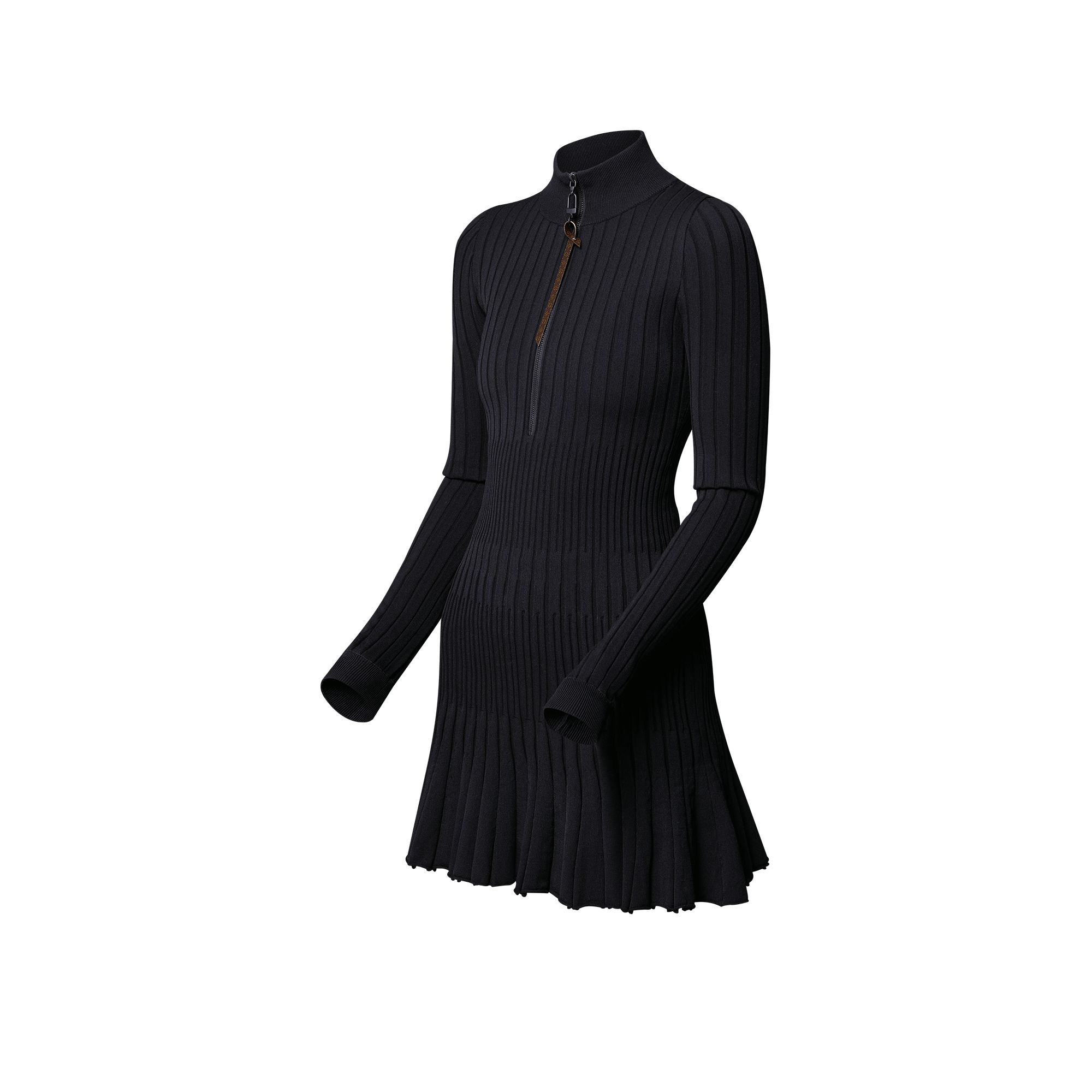 Long-Sleeved Rib-Knit Dress - 2