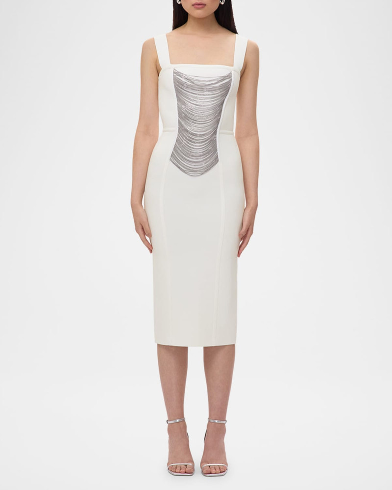 HERVE LEGER Francesca Draped Chain Midi Dress outlook