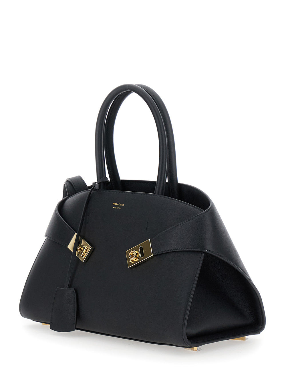 Ferragamo Women 'Hug S' Black Handbag With Logo And Gancini Buckle In Leather Woman - 2