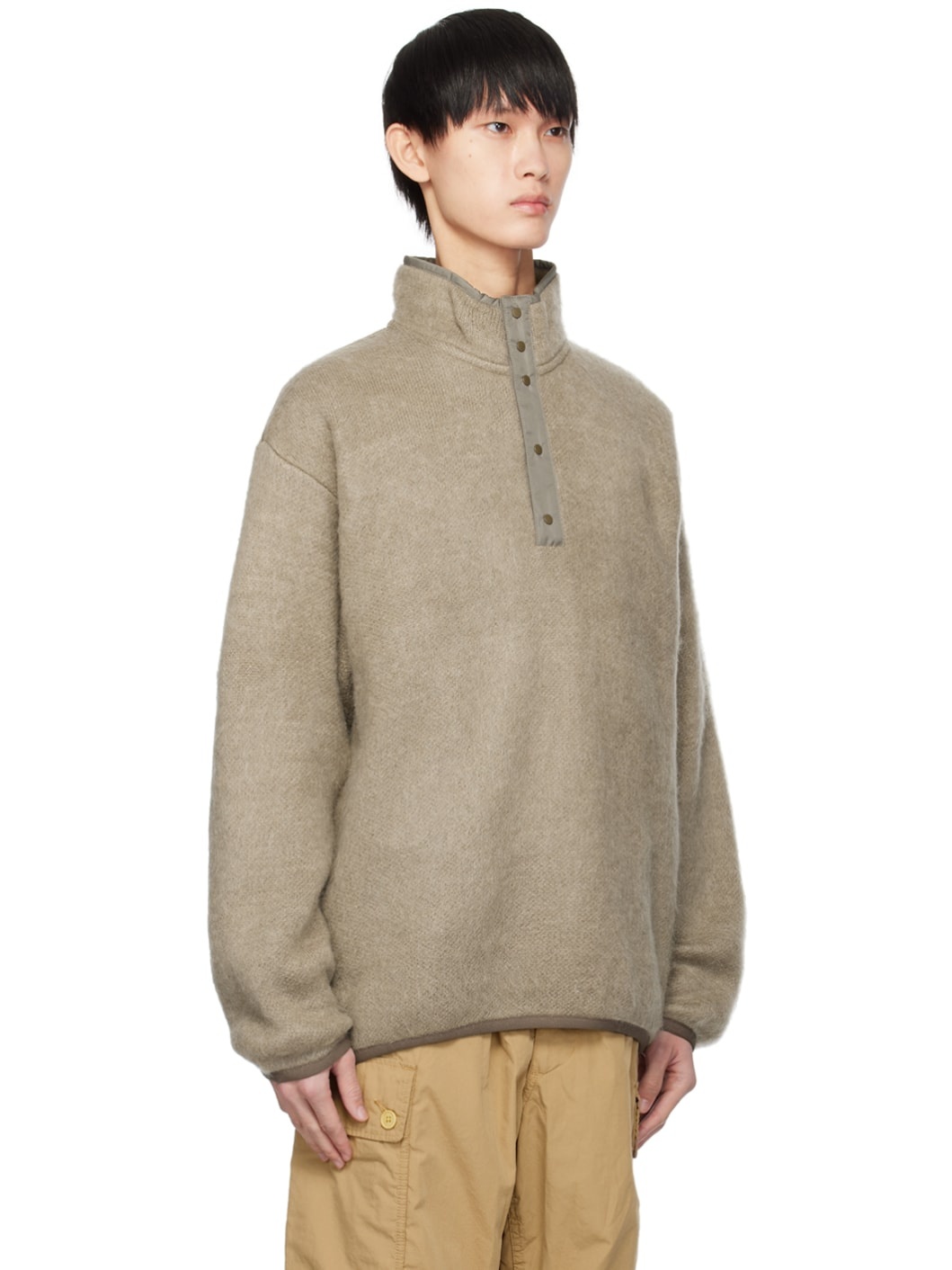 Nanamica Beige Placket Sweater | REVERSIBLE