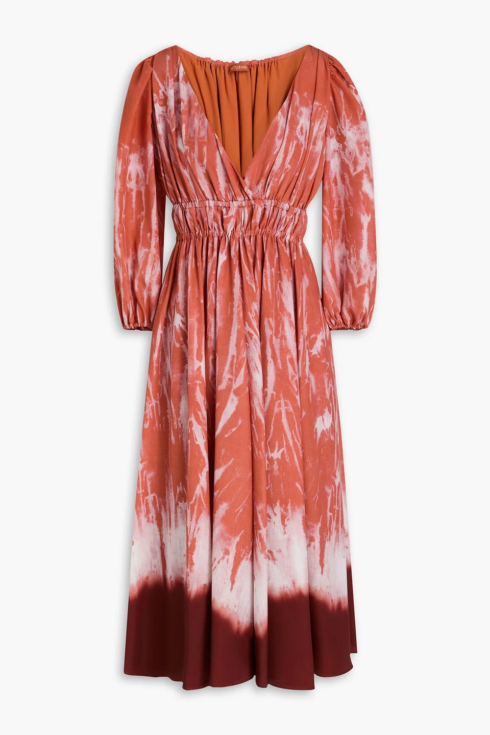 Kathleen gathered tie-dyed crepe de chine maxi dress - 1