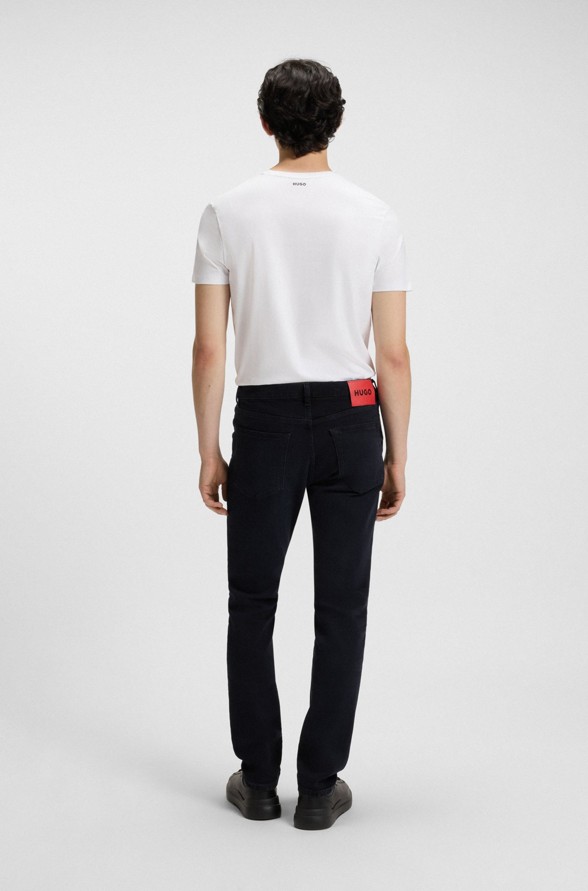 EXTRA-SLIM-FIT JEANS IN BLUE-BLACK STRETCH DENIM - 4