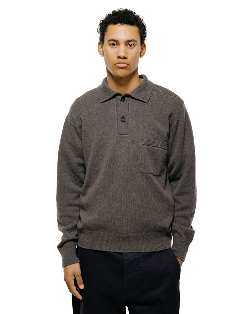 MARGARET HOWELL Seamless Pocket Polo Shirt Merino Cashmere Graphite outlook