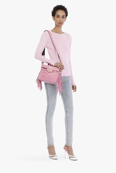 Balmain Pink cotton long-sleeved top with gold-tone buttons outlook